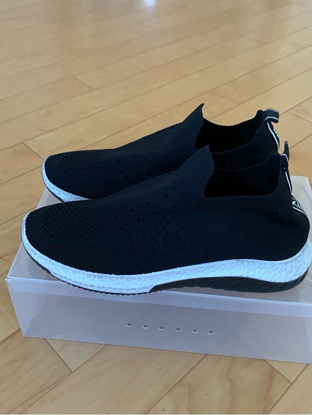 Danskin Black Slip-On Knit Sneakers with White Midsole - Picture 6 of 7